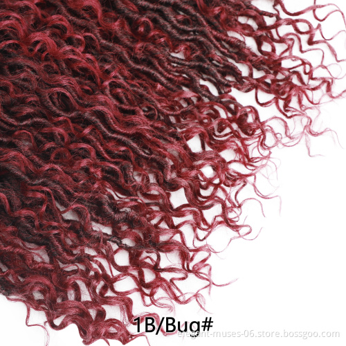 Ombre Color 14 18 Inch Curly Faux Locs Crochet Hair Extensions River Locs Crochet Goddess Faux Locs Braid